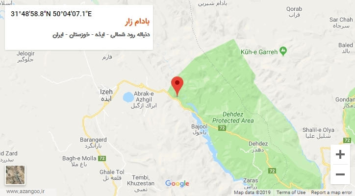 روستای بادام زار بر روی نقشه