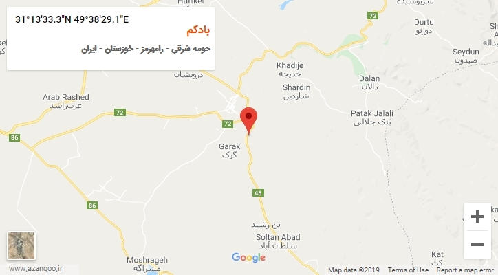روستای بادکم بر روی نقشه
