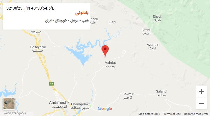 روستای بادلونی بر روی نقشه