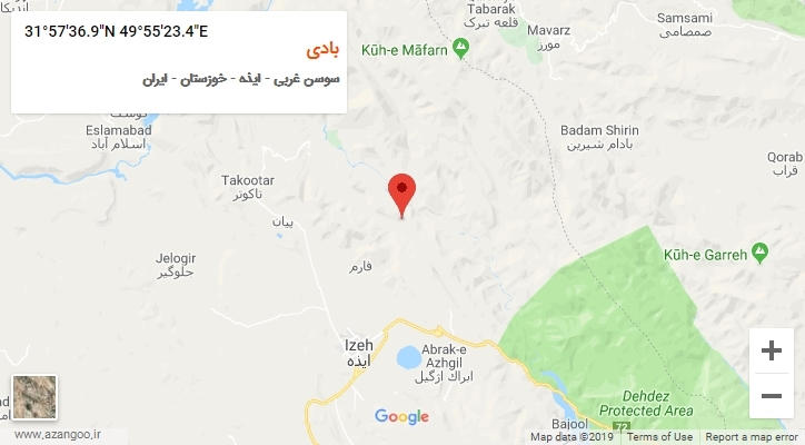 روستای بادی بر روی نقشه