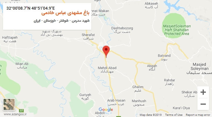 روستای باغ مشهدی عباس خادمی بر روی نقشه