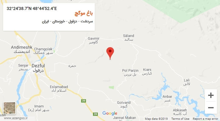 روستای باغ موگچ بر روی نقشه
