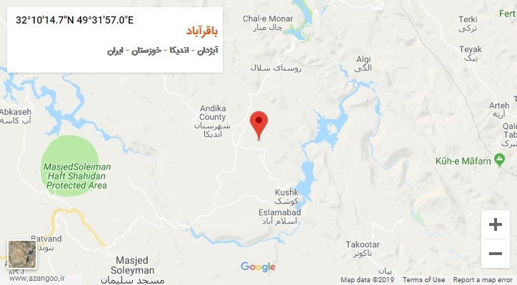 روستای باقرآباد بر روی نقشه