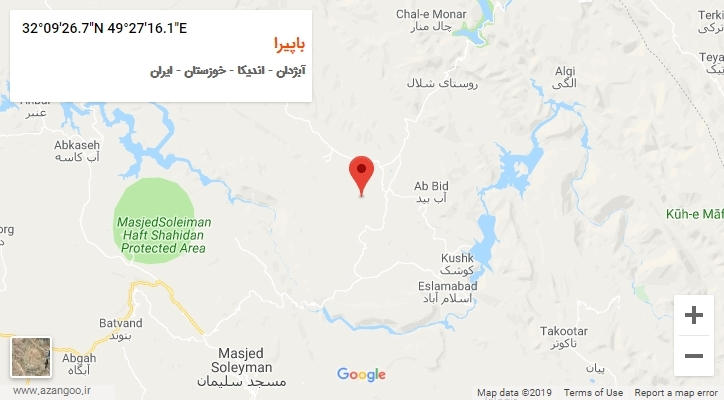 روستای باپیرا بر روی نقشه
