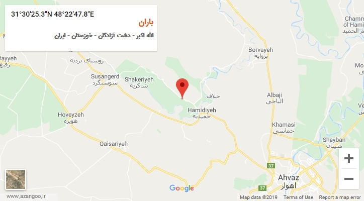 روستای باران بر روی نقشه