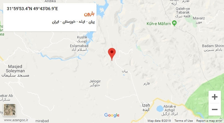 روستای بارون بر روی نقشه