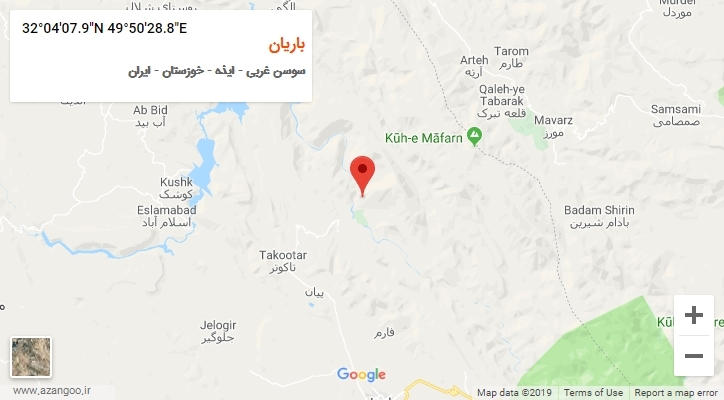روستای باریان بر روی نقشه