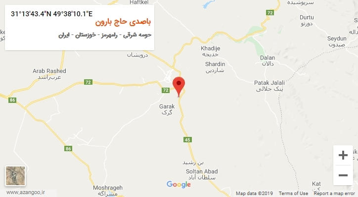 روستای باصدی حاج بارون بر روی نقشه