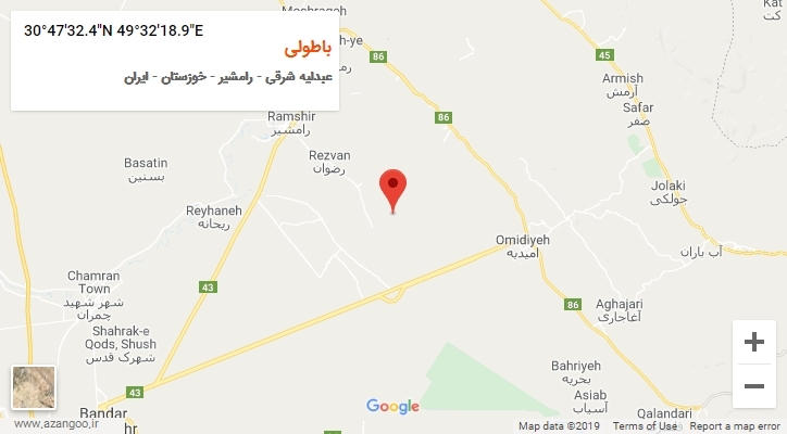 روستای باطولی بر روی نقشه