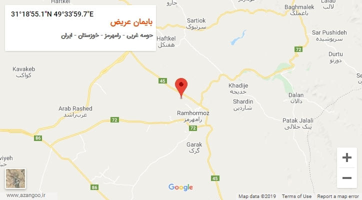 روستای بایمان عریض بر روی نقشه