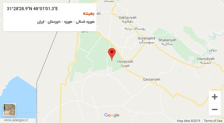 روستای بعیننه بر روی نقشه