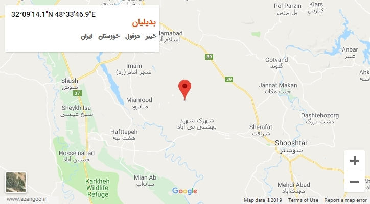 روستای بدیلیان بر روی نقشه
