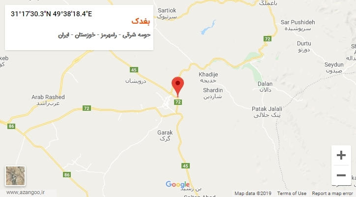 روستای بغدک بر روی نقشه