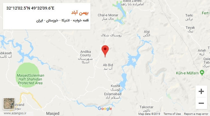 روستای بهمن آباد بر روی نقشه