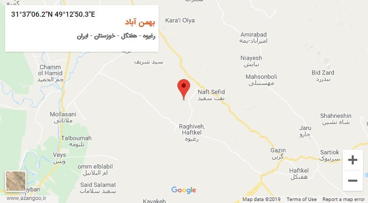 روستای بهمن آباد بر روی نقشه