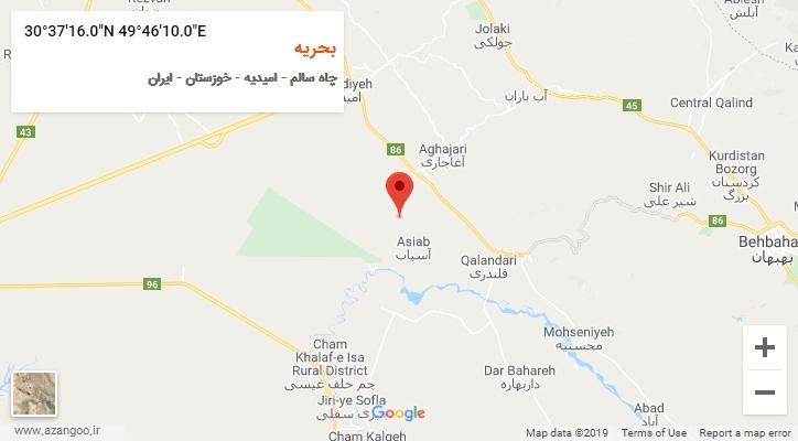 روستای بحریه بر روی نقشه