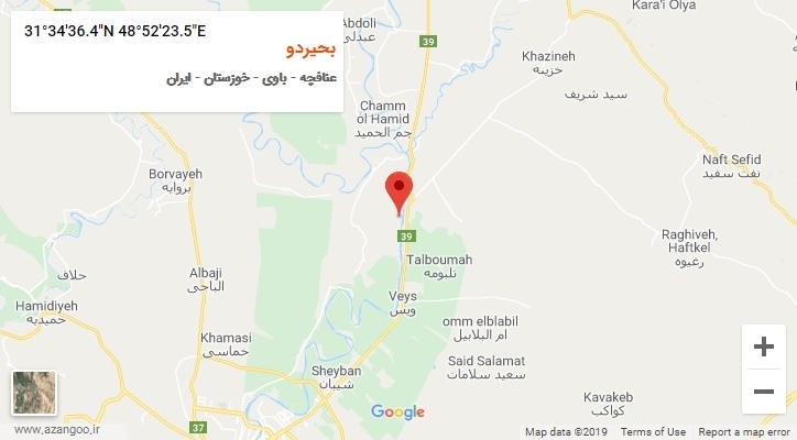 روستای بحیردو بر روی نقشه