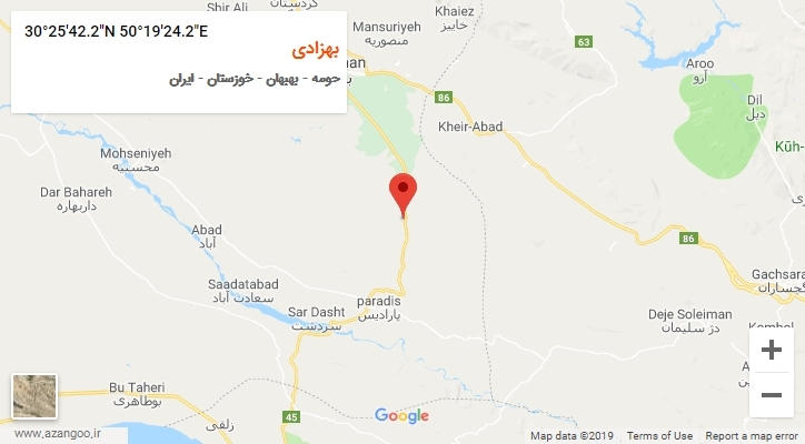 روستای بهزادی بر روی نقشه