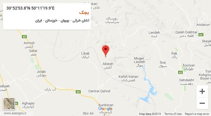 روستای بجک بر روی نقشه