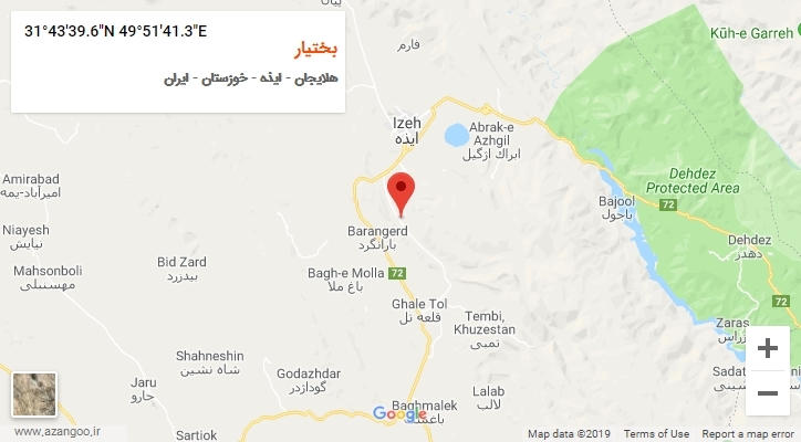 روستای بختیار بر روی نقشه