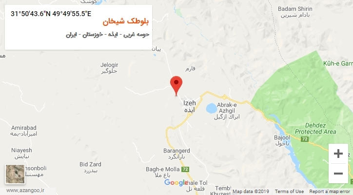 روستای بلوطک شیخان بر روی نقشه