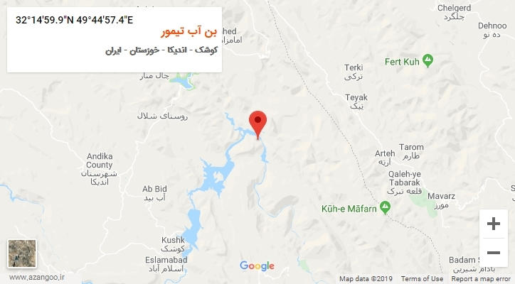 روستای بن آب تیمور بر روی نقشه