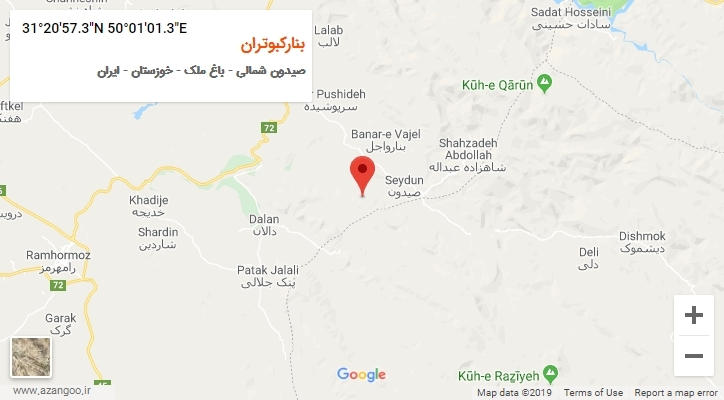 روستای بنارکبوتران بر روی نقشه