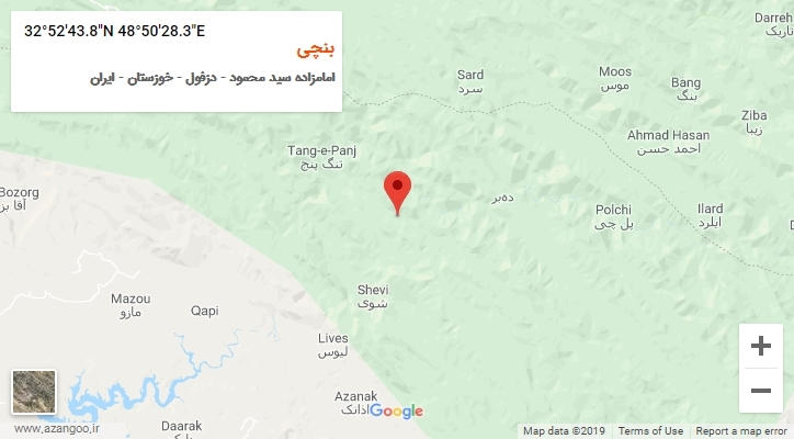روستای بنچی بر روی نقشه