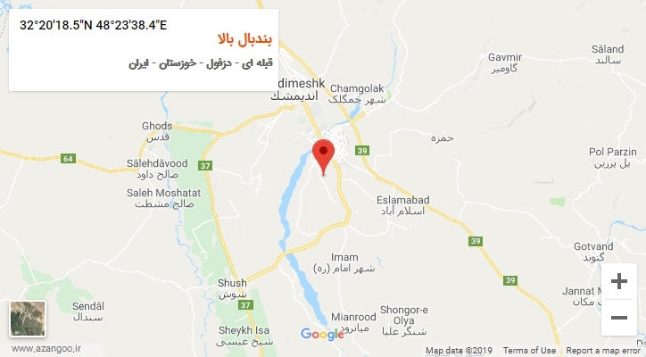 روستای بندبال بالا بر روی نقشه