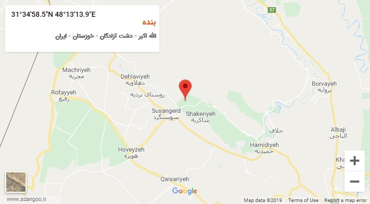 روستای بنده بر روی نقشه