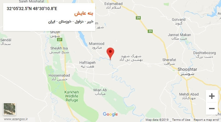 روستای بنه عایش بر روی نقشه