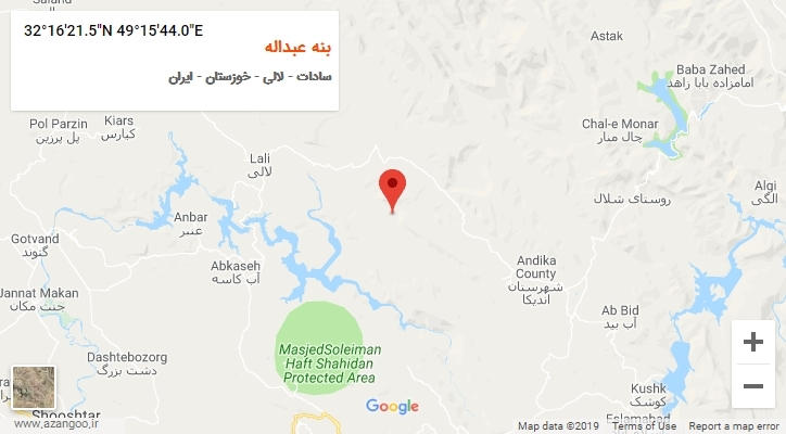 روستای بنه عبداله بر روی نقشه