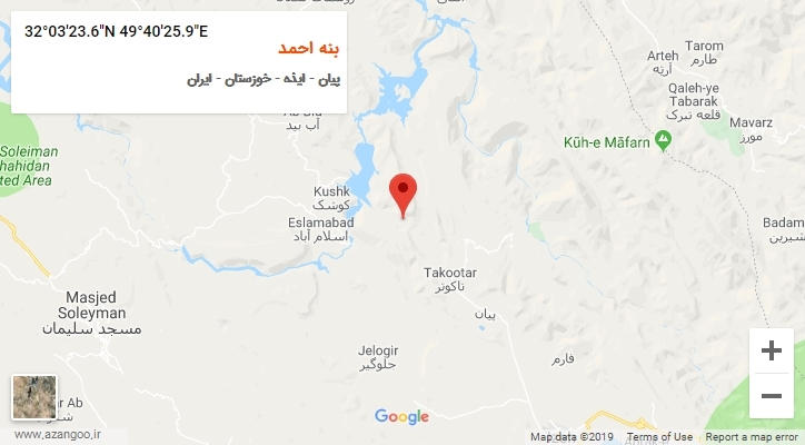 روستای بنه احمد بر روی نقشه