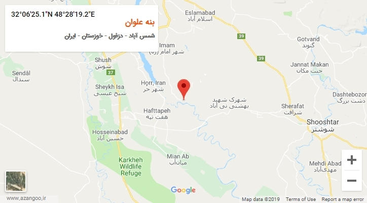 روستای بنه علوان بر روی نقشه