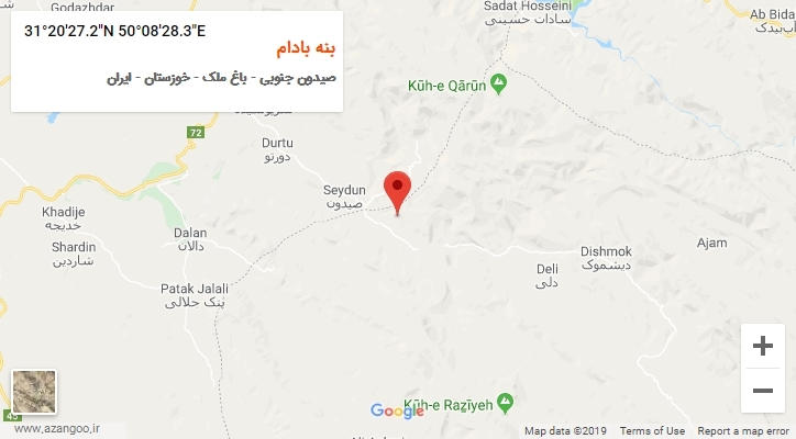 روستای بنه بادام بر روی نقشه