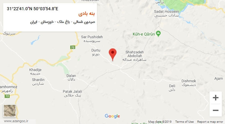 روستای بنه بادی بر روی نقشه