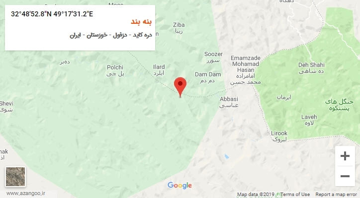 روستای بنه بند بر روی نقشه