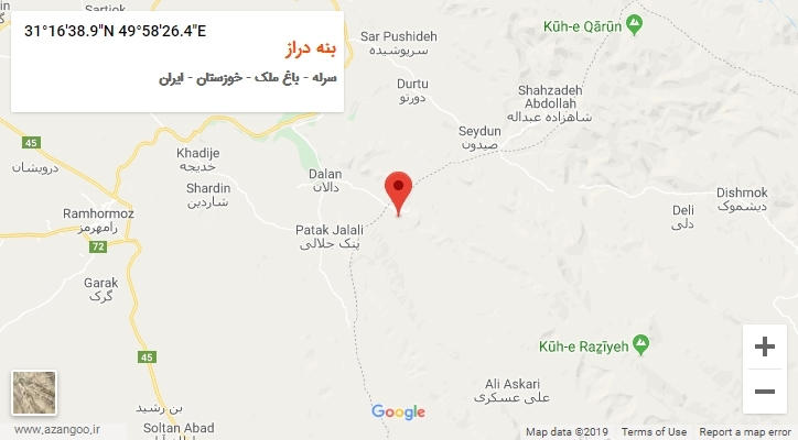 روستای بنه دراز بر روی نقشه