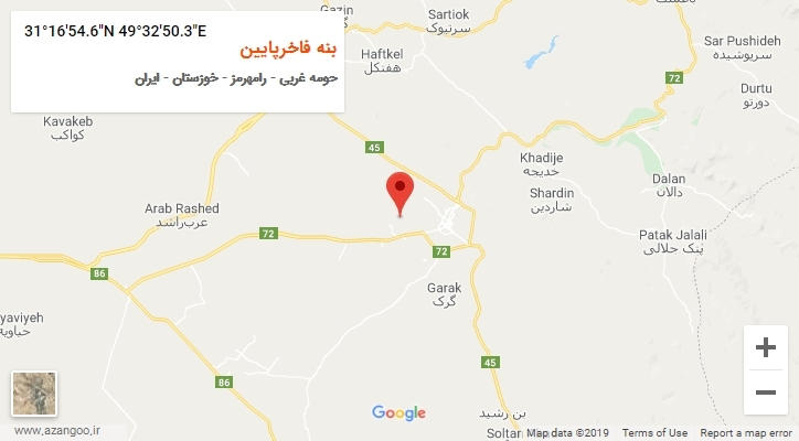 روستای بنه فاخرپایین بر روی نقشه