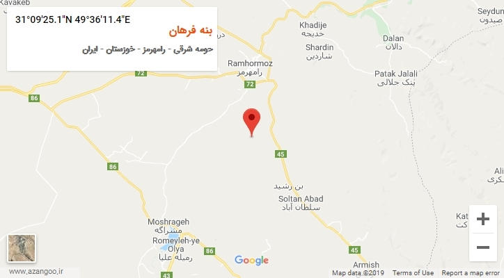 روستای بنه فرهان بر روی نقشه