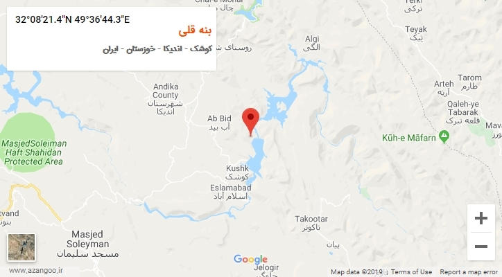 روستای بنه قلی بر روی نقشه