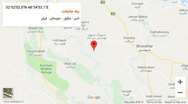 روستای بنه حاجات بر روی نقشه