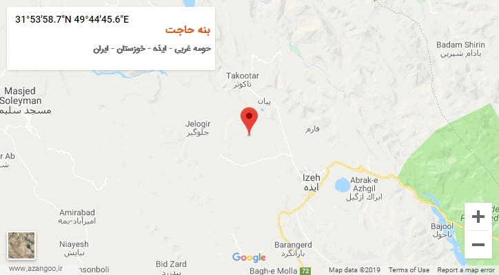 روستای بنه حاجت بر روی نقشه