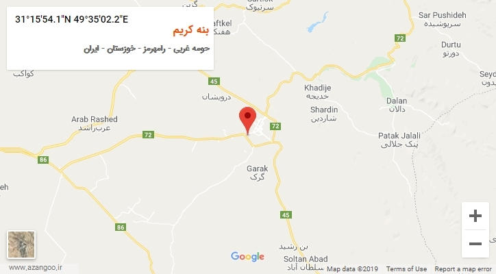 روستای بنه کریم بر روی نقشه