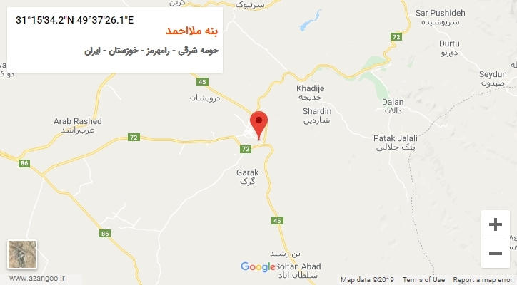 روستای بنه ملااحمد بر روی نقشه