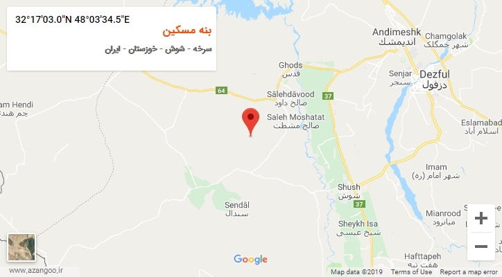 روستای بنه مسکین بر روی نقشه