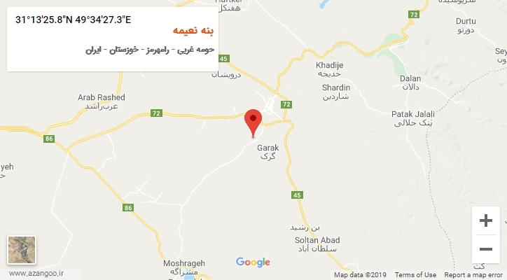 روستای بنه نعیمه بر روی نقشه