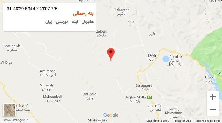 روستای بنه رحمالی بر روی نقشه