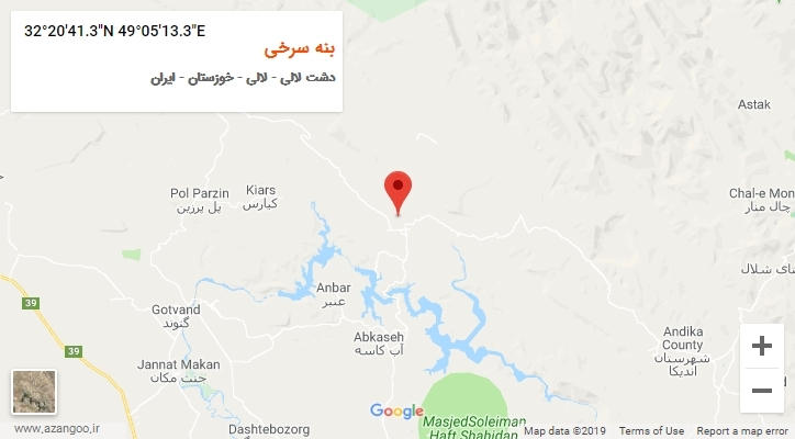 روستای بنه سرخی بر روی نقشه