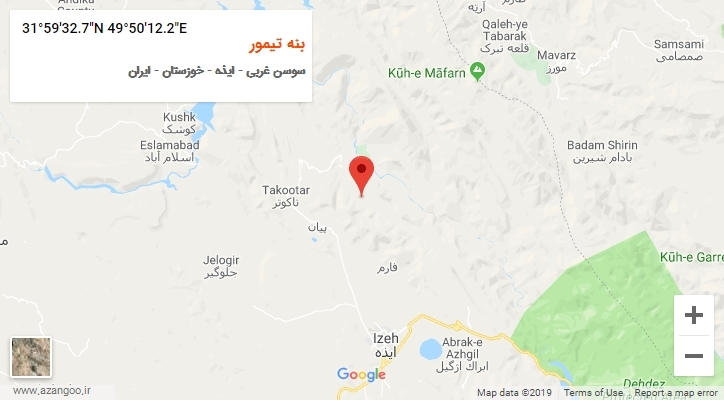 روستای بنه تیمور بر روی نقشه